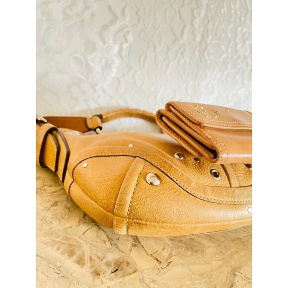 Bundle/set Vtg Coach Purse Shoulder soho vachetta mustard rhinestone bag/WALLET - Picture 7 of 9